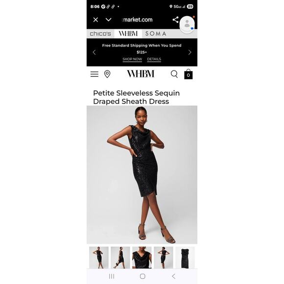 NWOT White House Black Market Sleeveless Sequin Draped Sheath Dress 14 Black - Picture 6 of 11